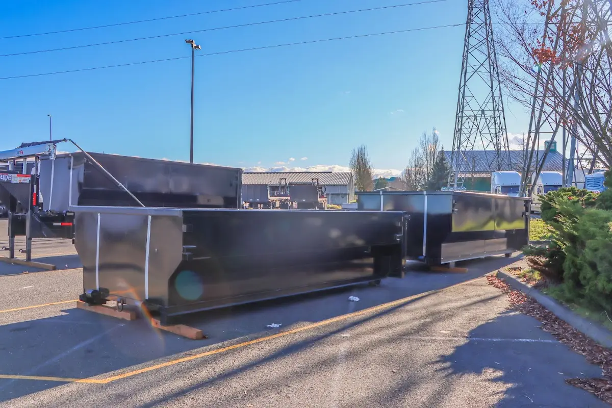Roll-off dumpster ready for waste disposal at job site for 6 Yard Dumpster Rental in North Andover